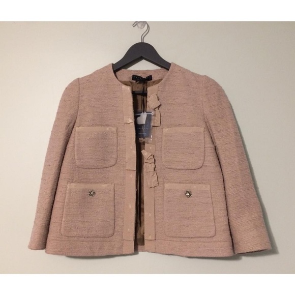 Twin Set Italy New Ribbon Embellished Tweed Jacket - Picture 1 of 7
